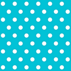 100% Baumwolle Punkte 11mm weiß auf türkisfarbenem Hintergrund