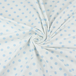 Baumwolle 100% Punkte 11mm blau auf weißem Hintergrund  