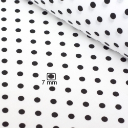 Baumwolle 100% Punkte 7mm schwarz auf weißem Hintergrund  