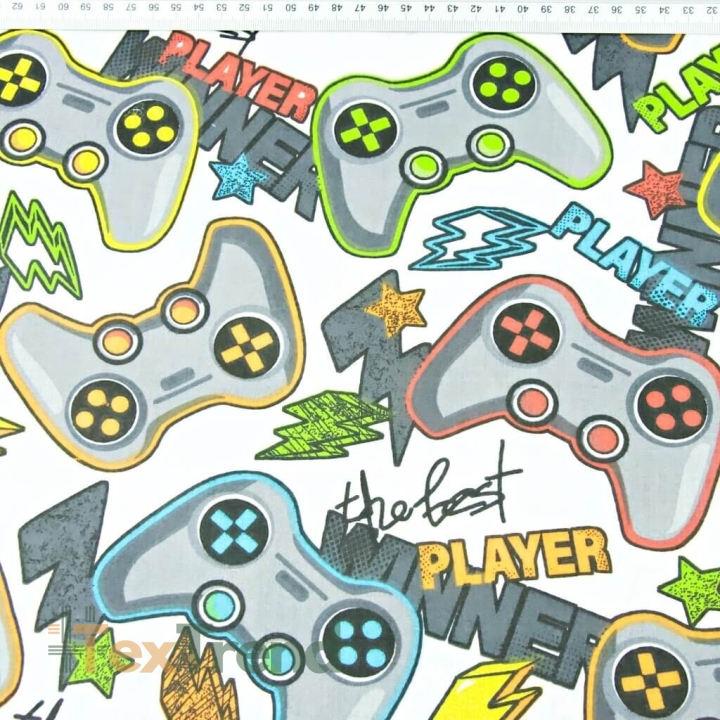 Baumwolle 100% Computerspiele auf weißem Hintergrund  