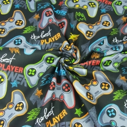 Baumwolle 100% Computerspiele auf schwarzem Hintergrund  