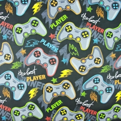 Baumwolle 100% Computerspiele auf schwarzem Hintergrund  