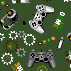 Baumwolle 100% Computerspiele auf grünem Hintergrund  