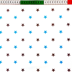 Baumwolle 100% Sterne 12mm blau-grau auf weißem Hintergrund  