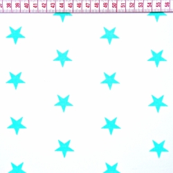 Baumwolle 100% Sterne 20mm mintgrün auf weißem Hintergrund  