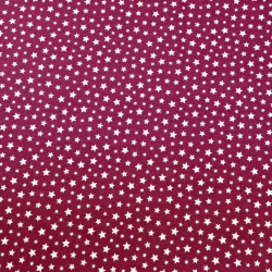 Baumwolle 100% Sterne MINI weiß auf bordeauxfarbenem Hintergrund