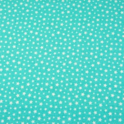 Baumwolle 100% Mini Sterne weiß auf mintfarbenem Hintergrund  