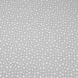 Baumwolle 100% MINI Sterne weiß auf grauem Hintergrund  