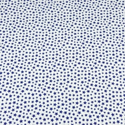Baumwolle 100% MINI Sterne dunkelblau auf weißem Hintergrund  