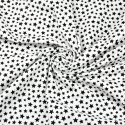 100% Baumwolle MINI schwarze Sterne auf weißem Hintergrund  
