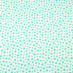 Baumwolle 100% Mini Sterne mint auf weißem Hintergrund  