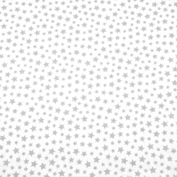 Baumwolle 100% MINI Sterne grau auf weißem Hintergrund  