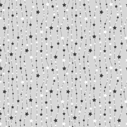 Baumwolle 100% Sterne an einer Kette schwarz-weiß auf grauem Hintergrund