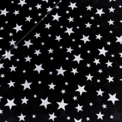Baumwolle 100% neue kleine und große weiße Sterne auf schwarzem Hintergrund  