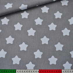 Baumwolle 100% weiße Lebkuchensterne auf grauem Hintergrund  