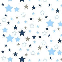 Baumwolle 100% Sternenbild blau-dunkelblau-grau auf weißem Hintergrund  
