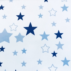 Baumwolle 100% Sternenhimmel blau-navy auf weißem Hintergrund  