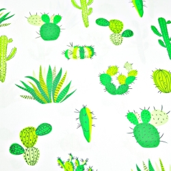 Baumwolle 100% grüne Kakteen auf weißem Hintergrund  