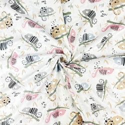 Baumwolle 100% Chamäleons rosa-blau-beige  