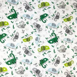 Baumwolle 100% Chamäleons grün-blau  