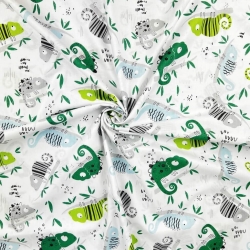 Baumwolle 100% Chamäleons grün-blau  