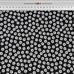 Baumwolle 100% MINI Kleeblätter weiß auf schwarzem Hintergrund  