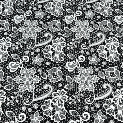 Baumwolle 100% weiße Spitze auf schwarzem Hintergrund  