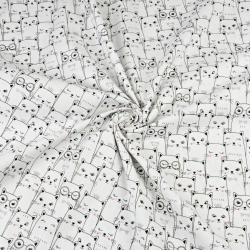 Baumwolle 100% Katzen im Kino schwarz-weiß  