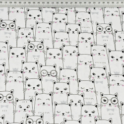 Baumwolle 100% Katzen im Kino schwarz-weiß  