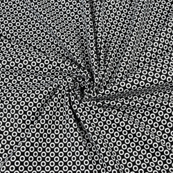 Baumwolle 100% MINI Kreise weiß auf schwarzem Hintergrund  