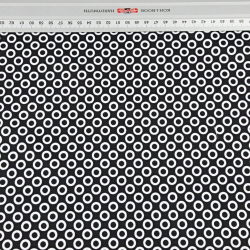 Baumwolle 100% MINI Kreise weiß auf schwarzem Hintergrund  