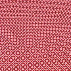 Baumwolle 100% MINI Kreise weiß auf rotem Hintergrund  