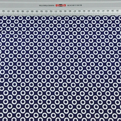 Baumwolle 100% MINI Kreise weiß auf dunkelblauem Hintergrund  