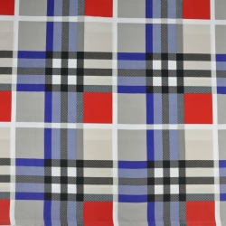 100% Baumwolle Karomuster blau-grau-rot  