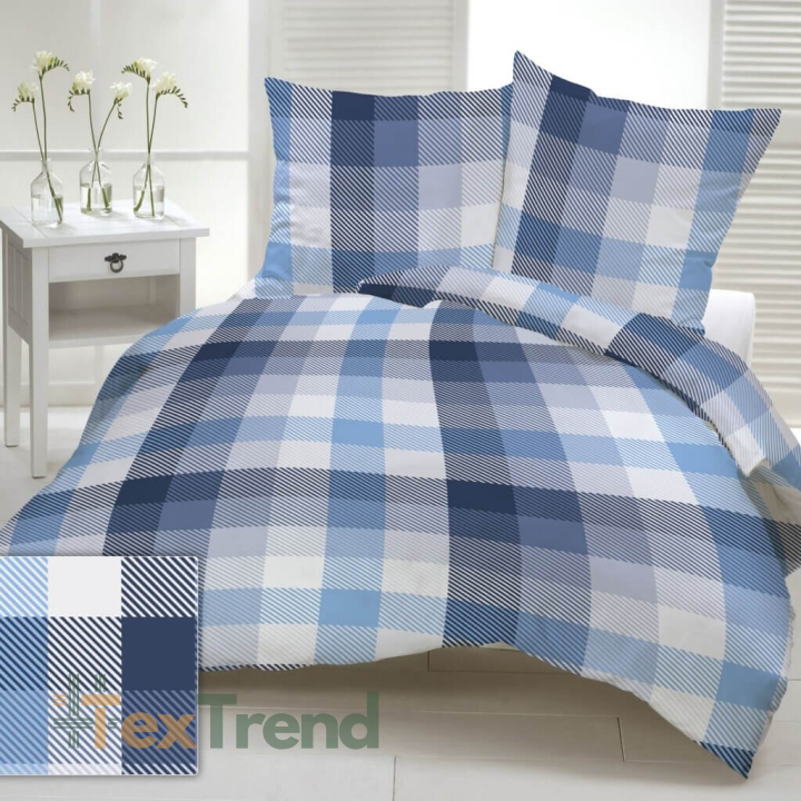 Baumwolle 100% blau-grau-dunkelblaue Karos  