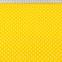 Baumwolle 100% Punkte 4mm weiß auf dunkelgelbem Hintergrund  