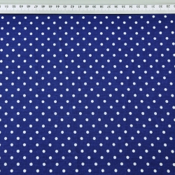 100% Baumwolle Punkte 4mm weiß auf dunkelblauem Hintergrund  