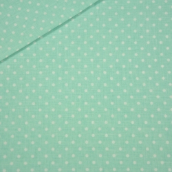 Baumwolle 100% 4mm weiße Punkte auf grau-mintfarbenem Hintergrund  