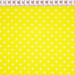 Baumwolle 100% Punkte 4mm weiß auf gelbem Hintergrund  