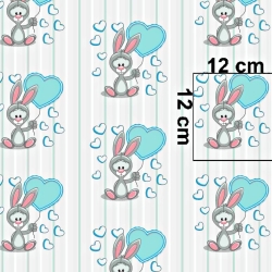 Baumwolle 100% Hase mit türkisfarbenem Ballon  