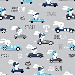 Baumwolle 100% Rennkaninchen auf grauem Hintergrund  