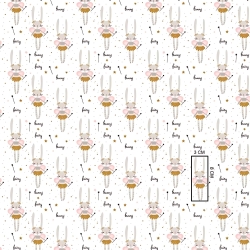 Baumwolle 100% Kaninchenfeen auf weißem Hintergrund  