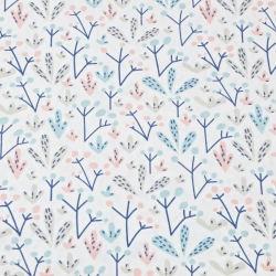 Baumwolle 100% pastellfarbene Sträucher auf weißem Hintergrund  