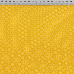 Baumwolle 100% Blümchen weiß auf dunkelgelbem Hintergrund  