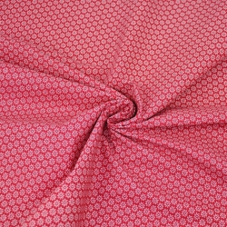 Baumwolle 100% Blümchen weiß auf karminrotem Hintergrund  