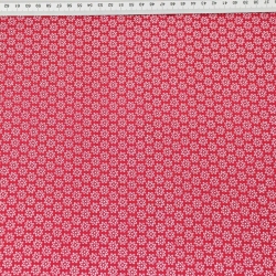 Baumwolle 100% Blümchen weiß auf karminrotem Hintergrund  