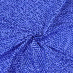 Baumwolle 100% Blümchen weiß auf saphirblauem Hintergrund  