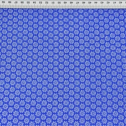 Baumwolle 100% Blümchen weiß auf saphirblauem Hintergrund  