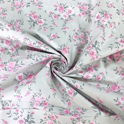 Baumwolle 100% Blumensträuße Rosen auf grauem Hintergrund  