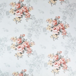 Baumwolle 100% grau-apricot Blumensträuße auf weißem Hintergrund  